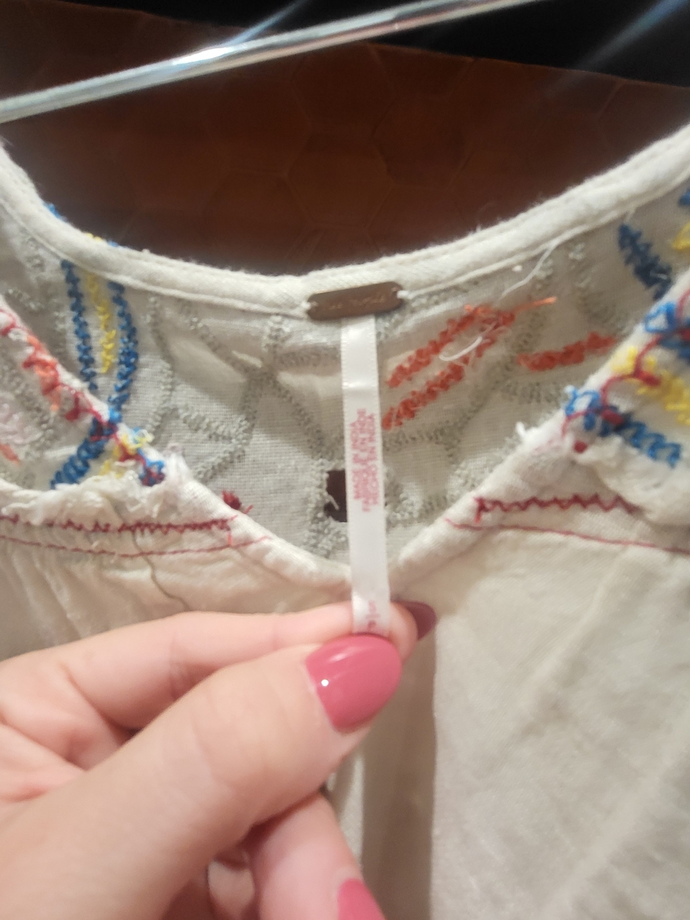 Free People Cream Embroidered Ruffle Sleeve Top - Picture 3 of 3